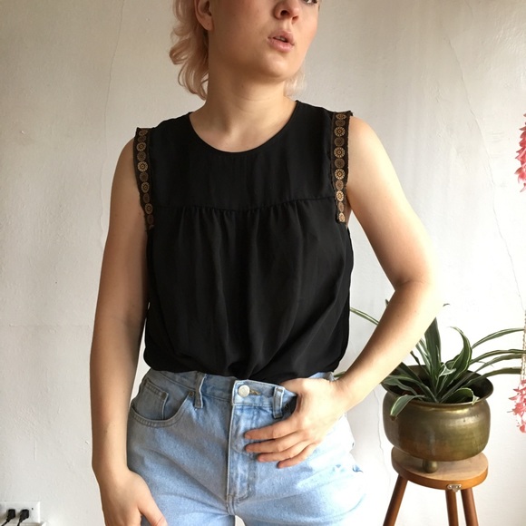 SOLD Sheer Blouse with Funky Trim - Picture 4 of 7